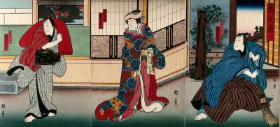 Actors in a garden outside a house