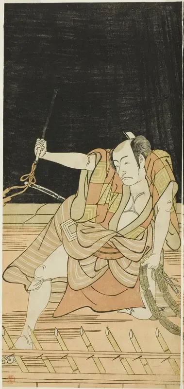 Actors Nakamura Nakazô I as Danshichi Kurobei and Ichikawa Danjûrô V as Issun Tokubei in “Mirror of Osaka in the SummerFestival” (“Natsu MatsuriNaniwa Kagami”)