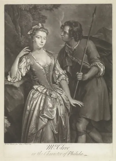 Actrice Catherine Clive in rol van Phillida