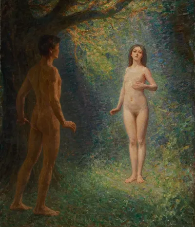 Adam and Eve in the Garden of Eden.
