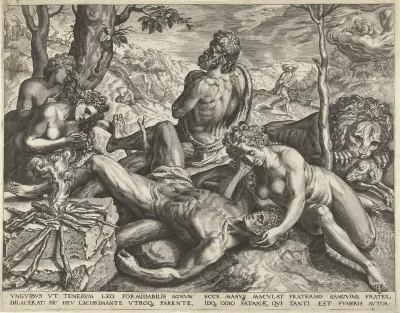Adam en Eva bewenen de dode Abel