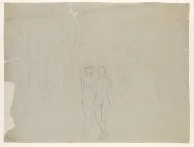 Adam en Eva in een landschap