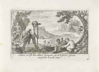 Adam ploegt de aarde