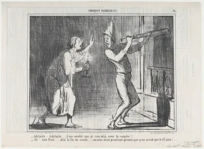 Adèlaïde...Il me semble que je vois...la comète! (Adelaide...I think I see the comet!), from Croquis Parisiens, published in Le Charivari, February 18, 1857