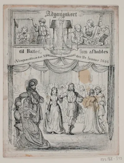 Adgangskort til et bal i 1846
