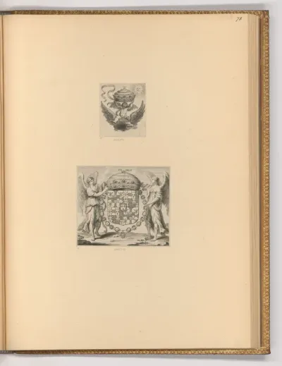 Adler, Putto und Krone; Zwei Engel mit dem Wappen der Gonzaga