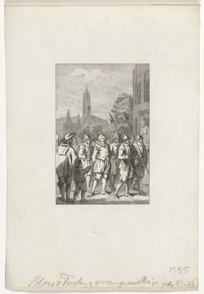 Admiraal Blois van Treslong gevangen genomen en naar het Gravensteen te Middelburg gebracht, 1585