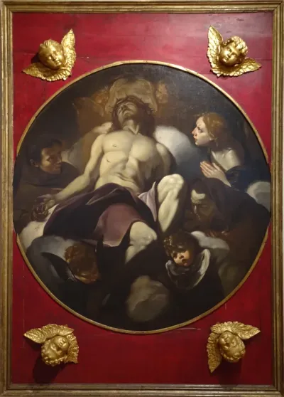 Adorazione del Cristo morto con Sant'Antonio da Padova, San Francesco d'Assisi e un angelo