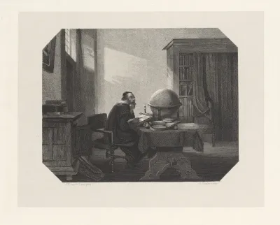 Adriaan Adriaansz. Metius in zijn studeerkamer