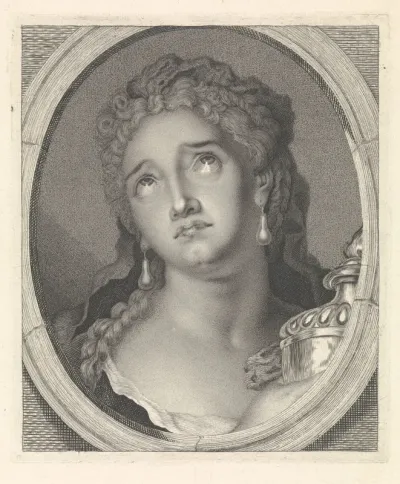 Adrienne Lecouvret in de rol van Cornelia met een urn met de as van haar man Pompeus