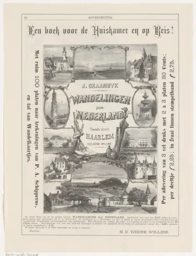 Advertentie voor: J. Graandyk. Wandelingen door Nederland. Haarlem: Herman Diederick Tjeenk Willink, 1885