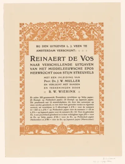 Advertentie voor Reinaert de Vos