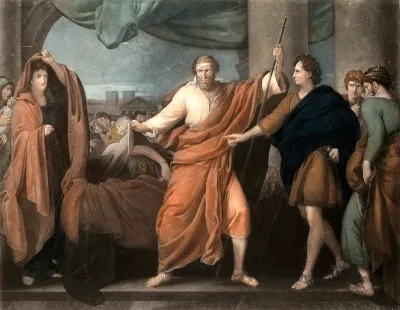 Aegisthus discovering the body of Clytaemnestra