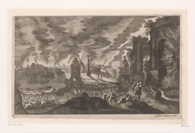 Aeneas en Anchises ontvluchten Troje