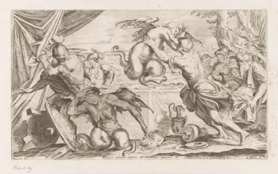 Aeneas en zijn metgezellen vechten met de Harpijen