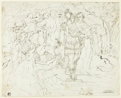 Aeneas in the Elysian Fields (recto); Sketches of Groups of Figures (verso)