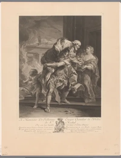 Aeneas redt zijn vader Anchises uit het brandende Troje