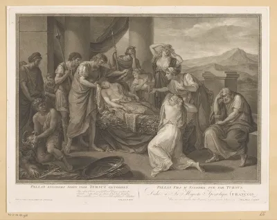 Aeneas rouwt om de dood van Pallas