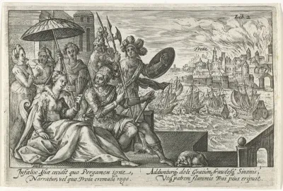 Aeneas vertelt Dido over de val van Troje