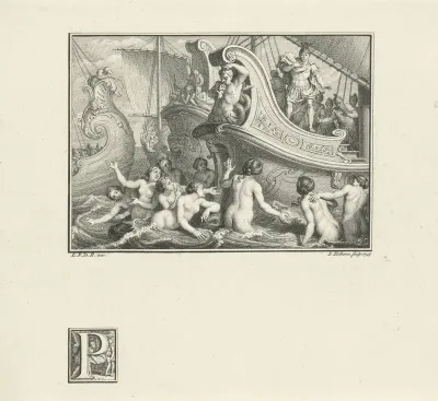 Aeneas' vloot omringd door zeenimfen