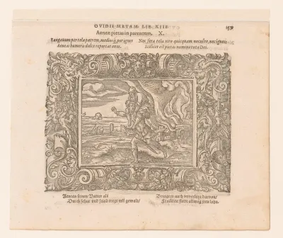 Aeneas vlucht met zijn familie uit Troje