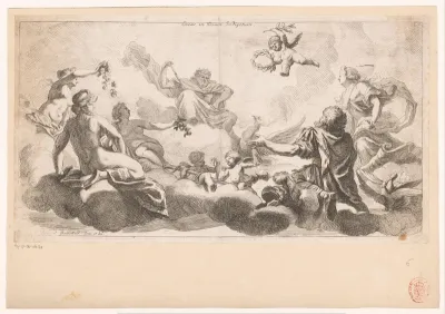 Aeneas voor Jupiter, omringd door Venus en de gratiën