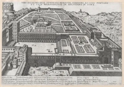 Aerial View of the Belvedere and its Gardens, from "Speculum Romanae Magnificentiae"