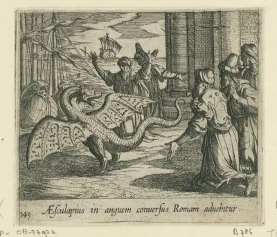 Aesculapius als een draak tussen de Romeinen