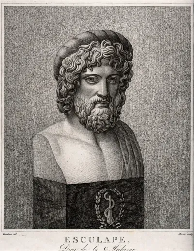 Aesculapius: bust directed to right
