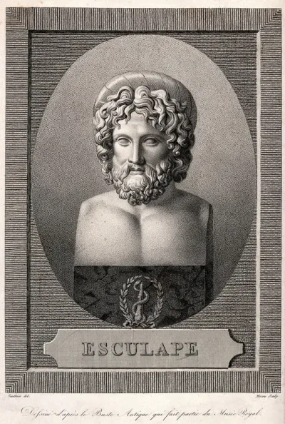 Aesculapius: bust facing front