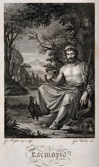 Aesculapius. Engraving by G. Dala after G. Busato