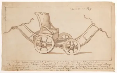 Afbeelding van een rolwagen, vermoedelijk van koning Lodewijk XIV