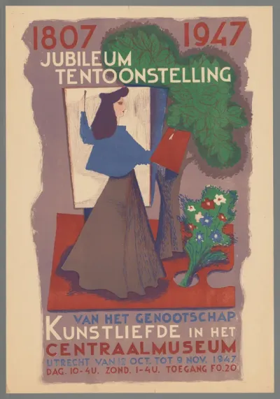 Affiche Jubileumtentoonstelling Kunstliefde (1907-1947)