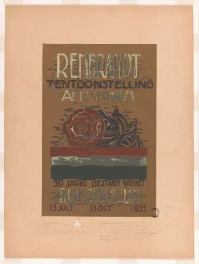 Affiche Rembrandt tentoonstelling, Amsterdam, 1935 (ontwerp)