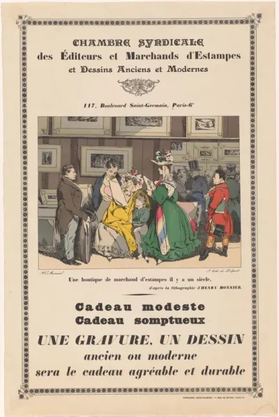 Affiche van de Chambre Syndicale des Éditeurs et Marchands d'Estampes et Dessins Anciens et Modernes te Parijs