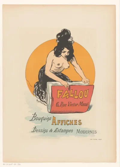 Affiche voor boek- en prenthandel Fallou te Parijs