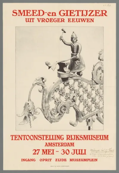 Affiche voor de tentoonstelling 'Smeed- en gietijzer uit vroeger eeuwen' in het Rijksmuseum te Amsterdam, 1944