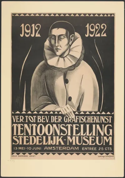 Affiche voor de tentoonstelling Ver. tot Bev. der Grafische Kunst in het Stedelijk Museum Amsterdam, 1922