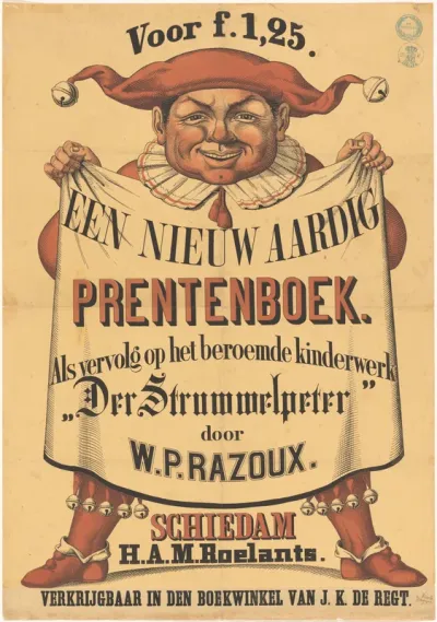 Affiche voor Een nieuw aardig prentenboek door Willem Paulus Razoux