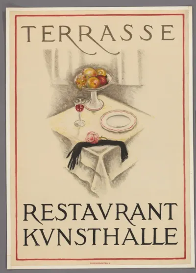 Affiche voor het restaurant Kunsthalle in Bazel