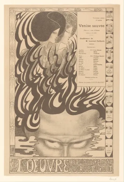 Affiche voor het toneelstuk Vénise sauvée van Thomas Otway
