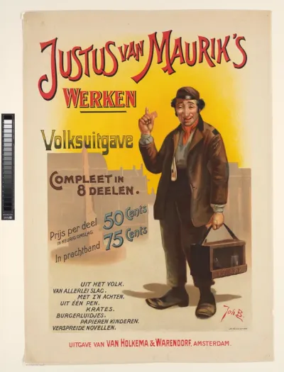 Affiche voor het verzameld werk van Justus van Maurik