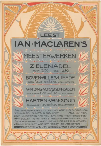 Affiche voor werken van Ian Maclaren uitgegeven door J.M. Bredée te Rotterdam
