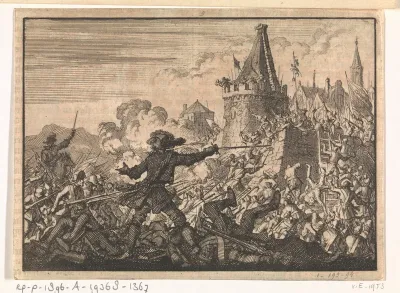 Afgeslagen bestorming van de muren van Livron, door de Hugenoten verdedigd, 1574