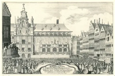 Afkondiging van de Vrede van Munster te Antwerpen, 1648