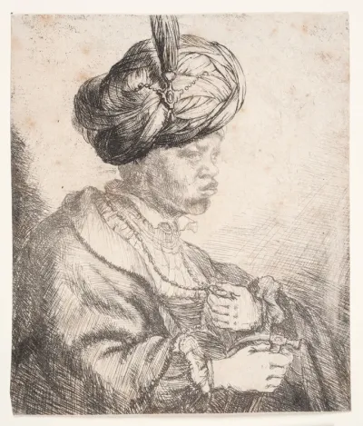 Afrikaner med fjerprydet turban