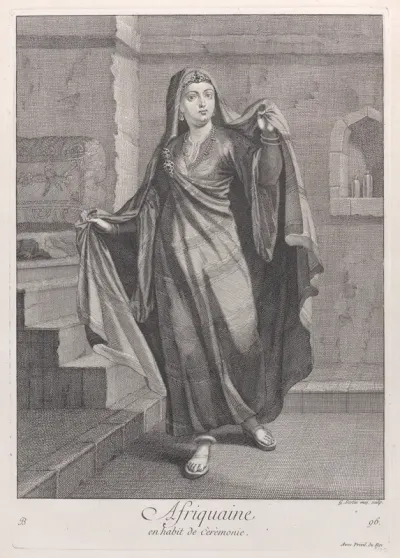 Afriquaine, en habit de Cèrèmonie, plate 96 from "Recueil de cent estampes représentent differentes nations du Levant"