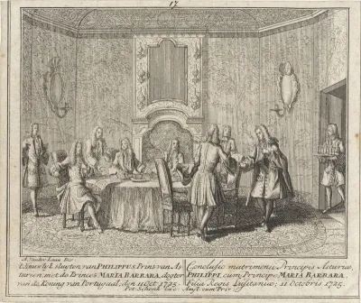 Afronding van de onderhandelingen voor het huwelijk tussen Ferdinand VI en Maria Barbara van Portugal
