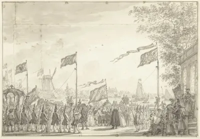 Afscheid van Willem V en echtgenote aan de Buitenamstel, 1768