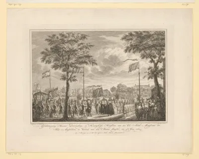 Afscheid van Willem V van Oranje-Nassau en Wilhelmina van Pruisen aan de Amstel, 1768